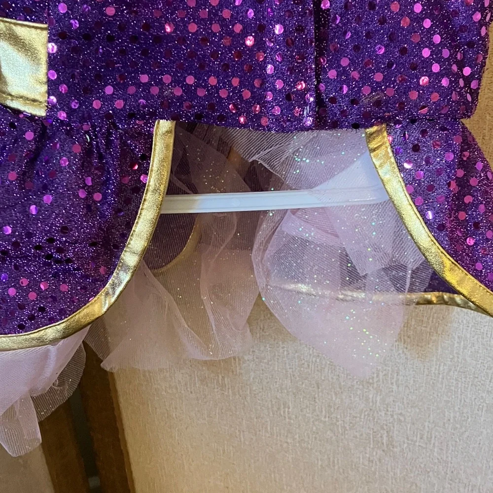 Sparkling Purple and Gold Dogs Rapunzel Costume Medium